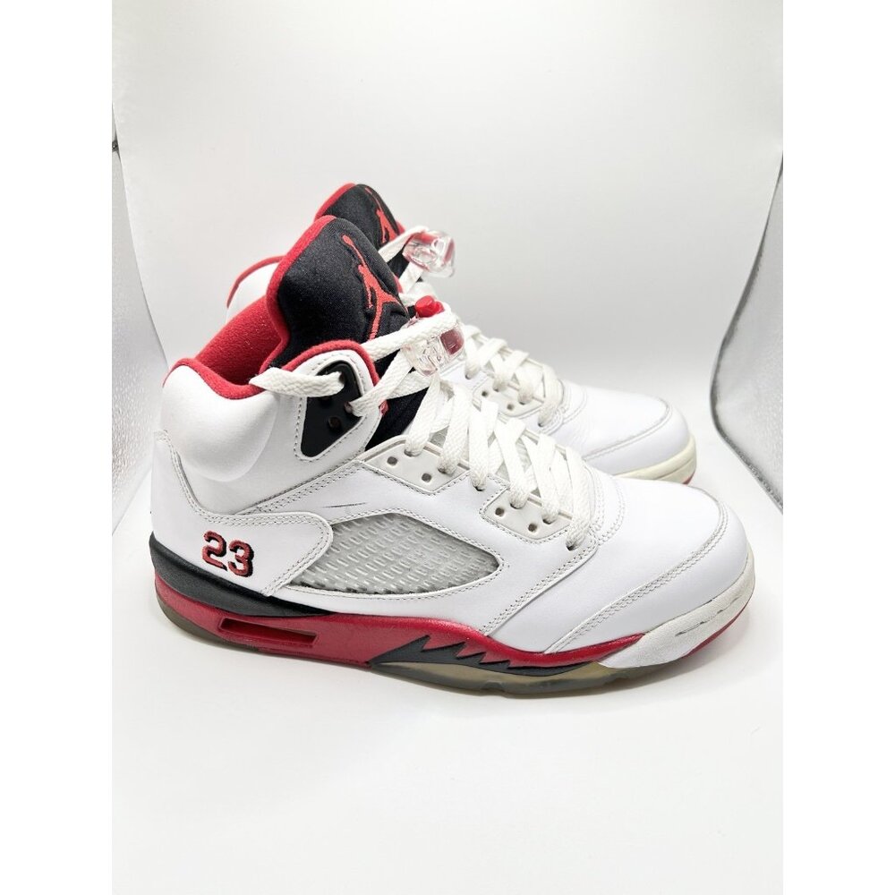 Air Jordan 5 Retro 'Fire Red' 2013 OG White Red Sneakers Men Size 8